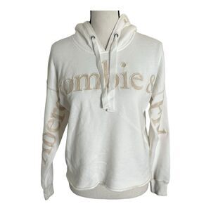 Abercrombie and Fitch Cream‎ Cropped Hoodie XS Embroidered Logo Pullover